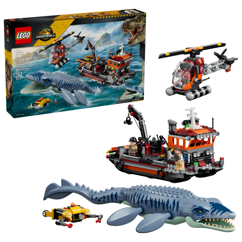 LEGO Jurassic World Mosasaurus Dinosaur Boat Attack 77983