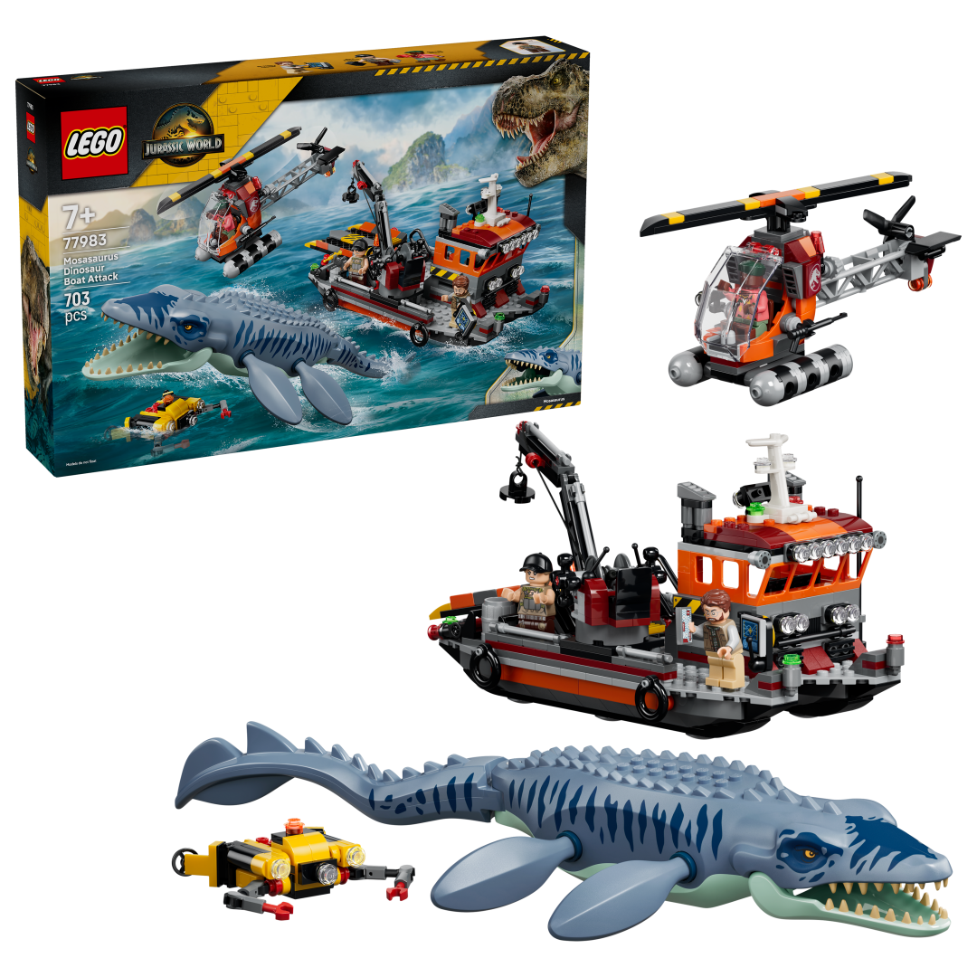 LEGO Jurassic World Mosasaurus Dinosaur Boat Attack 77983