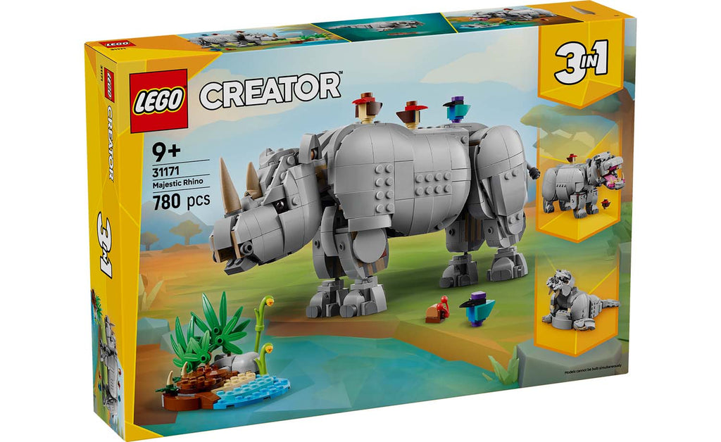 LEGO Creator 3-in-1 Wild Animals: Majestic Rhino with Birds 31171