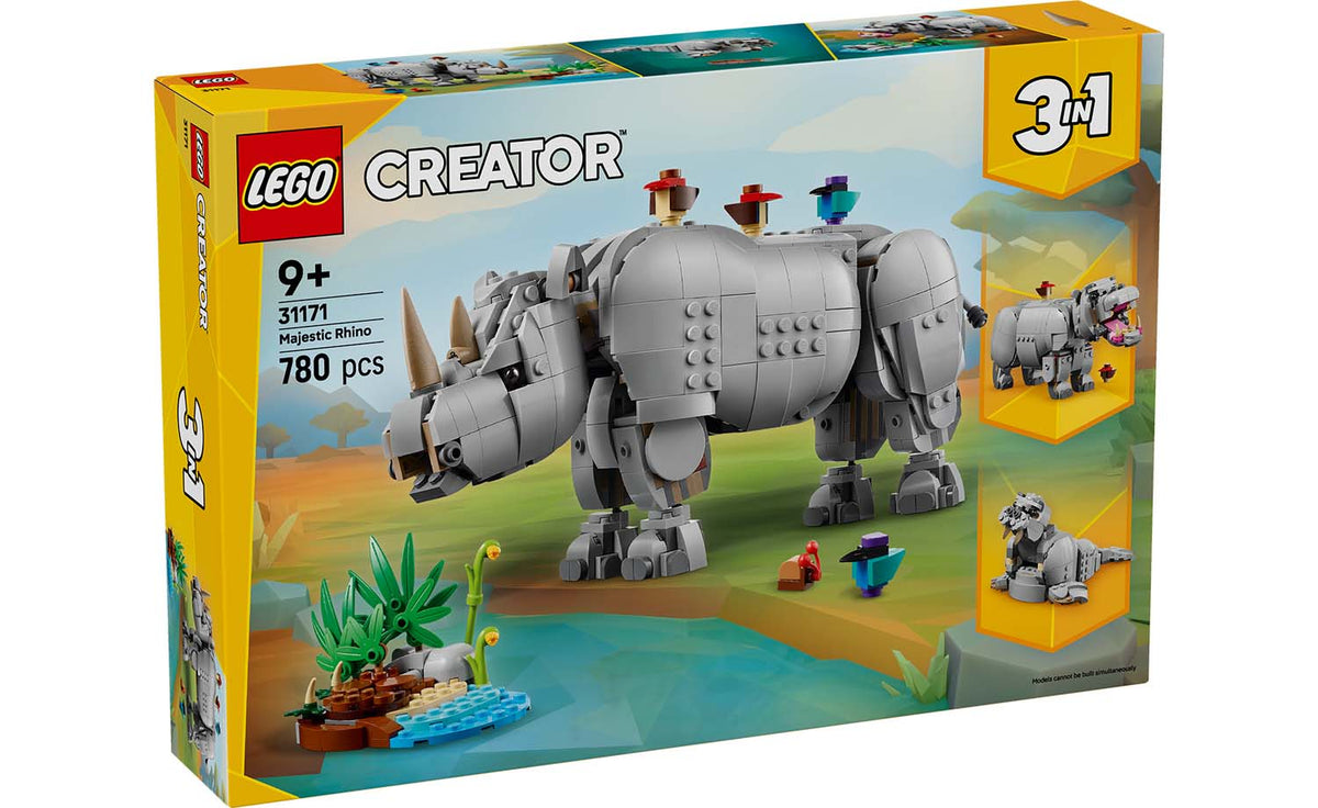 LEGO Creator 3-in-1 Wild Animals: Majestic Rhino with Birds 31171