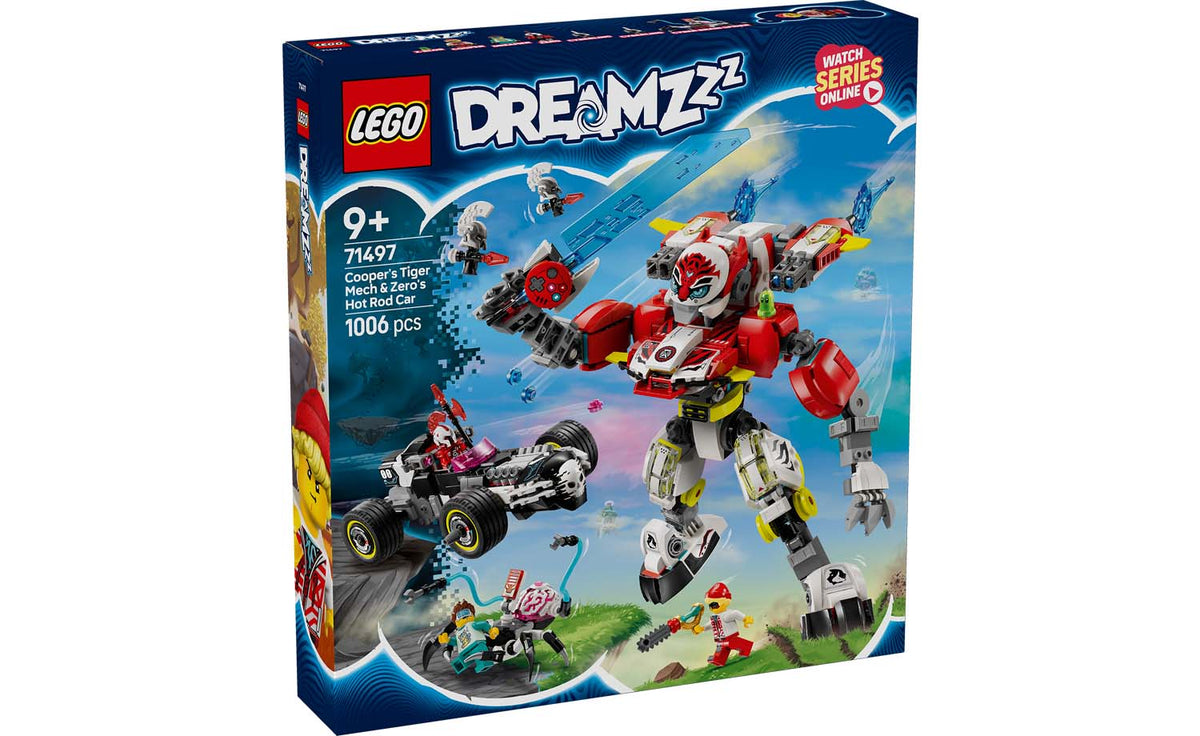 LEGO DREAMZzz Cooper's Tiger Mech & Zero's Hot Rod Car 71497